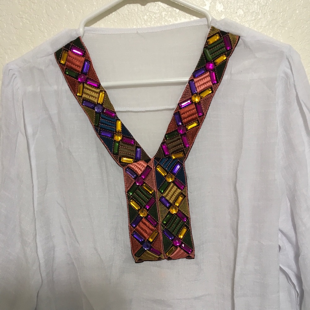 Navy/White Rhinestones Decorated Top - Picture 6 of 6